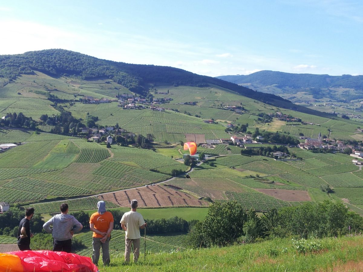 Quincié en Beaujolais, voler au dessus des vignes